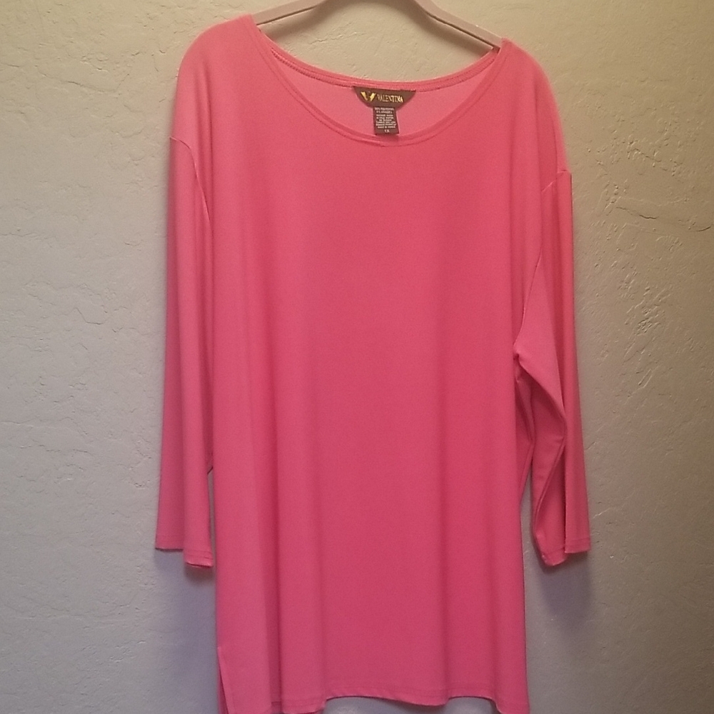 VALENTINA SALMON PINK BLOUSE,Sz 1X, New Condition. 3/4 Sleeves #2535